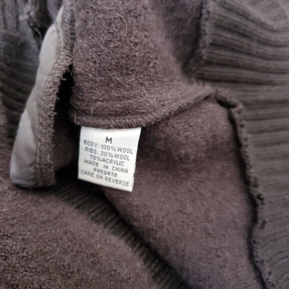 David Brooks Cardigan Sweater Coat M Chocolate Brown Wool Ribbed Shawl Collar - Picture 6 of 6